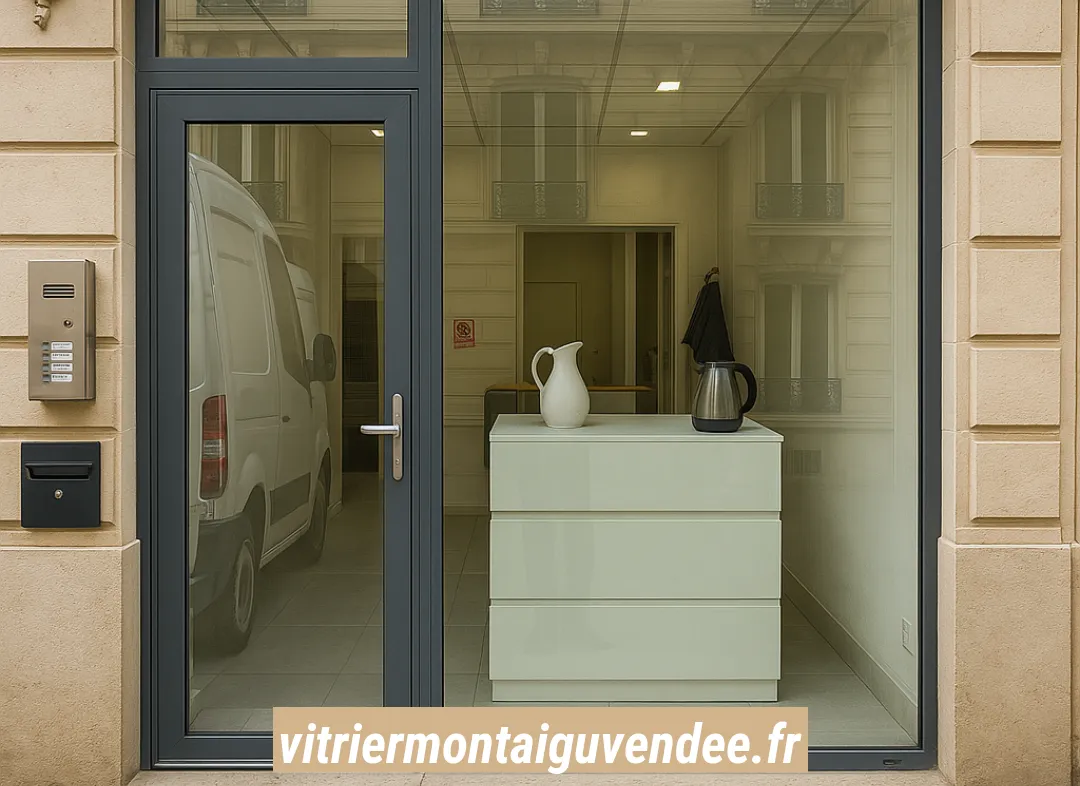 Façade vitrine de magasin en aluminium sur mesure à Montaigu-Vendée